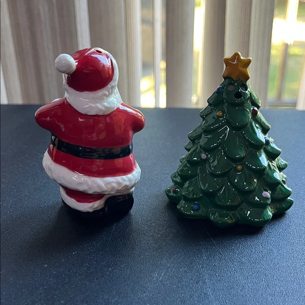 Sur La Table Festive Santa and Christmas Tree Figurine Salt & Pepper Set